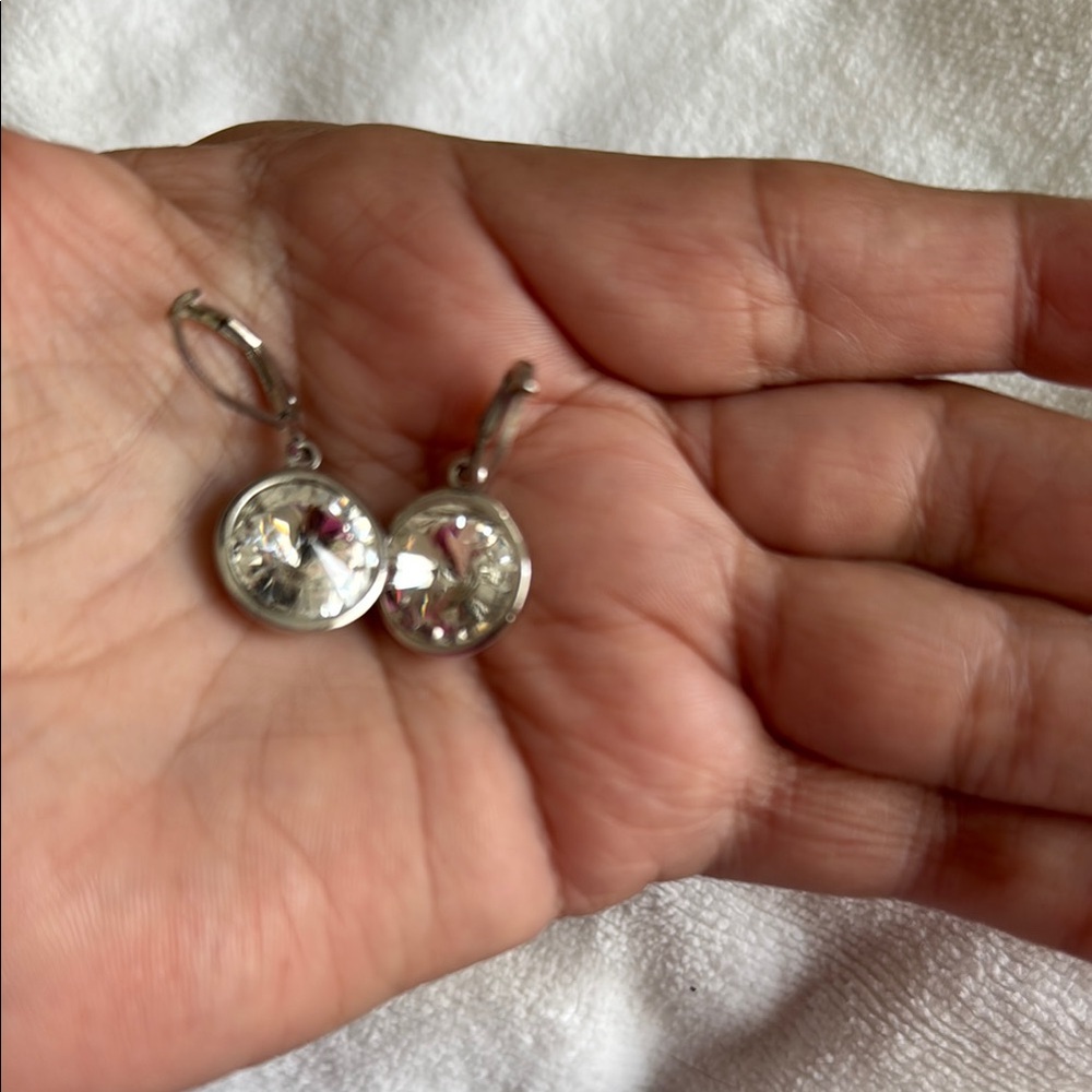 Silver Crystal Drop Earrings